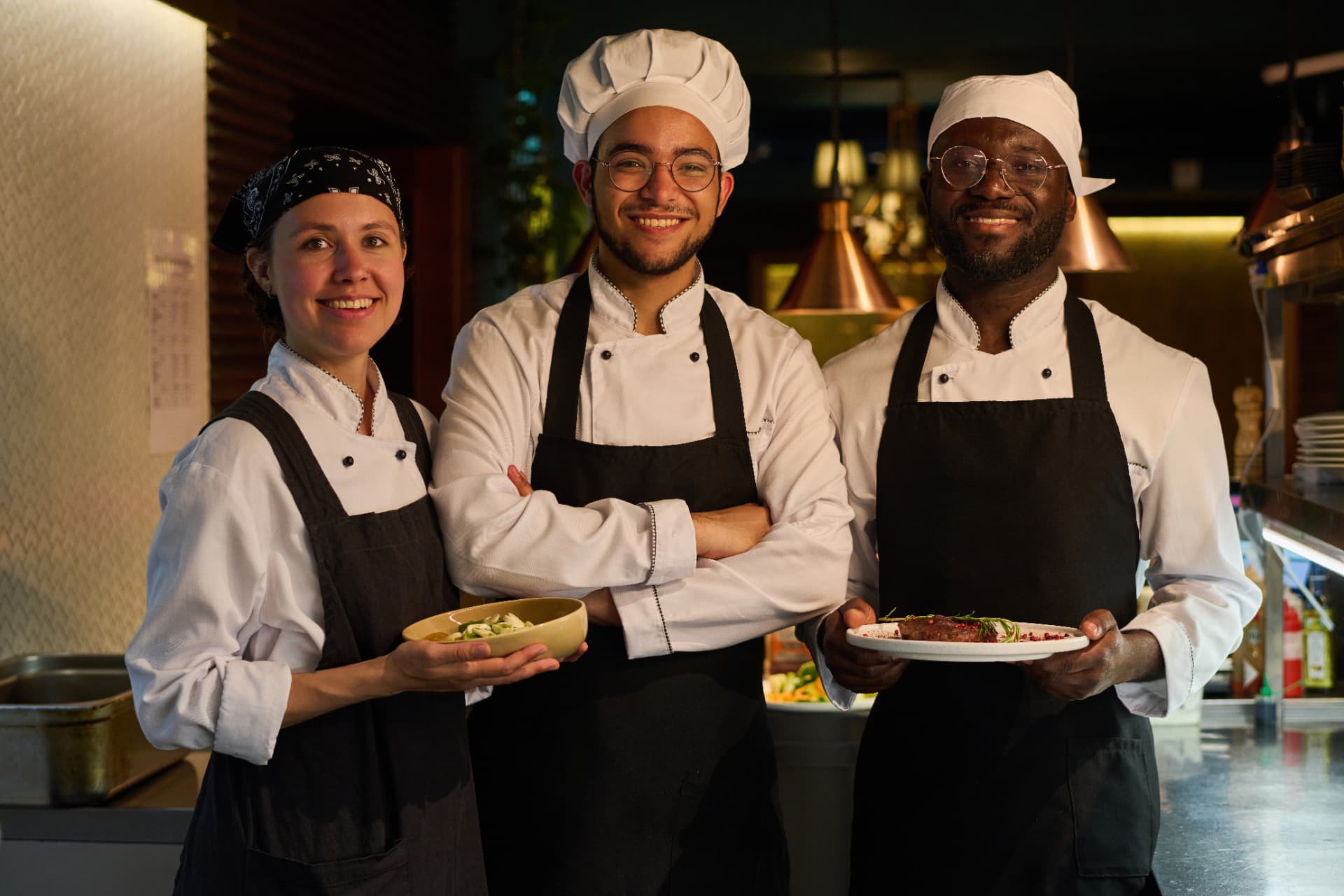 Professional restaurant chefs ready for service
